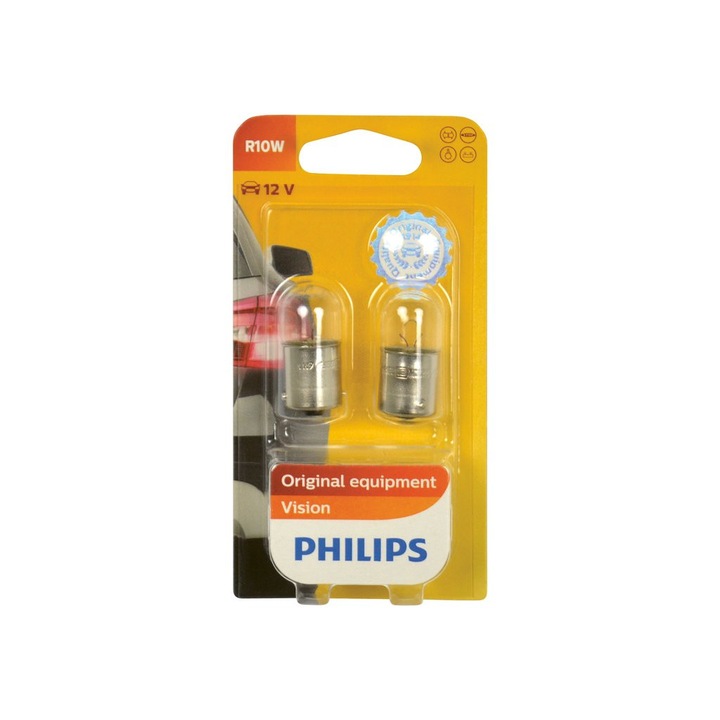Set 2 Becuri auto auxiliare cu halogen Philips R10W, 12V