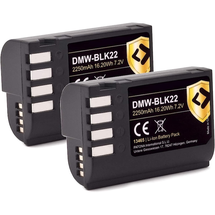 Pachet 2x acumulator Patona Protect DMW-BLK22 pentru Panasonic DC-S5 G9 GH5 GH5S GH6