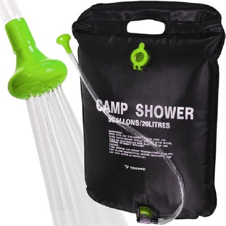 Dus solar portabil pentru camping, drumetii, capacitate 20 litri, cu suport de suspendare ranforsat, 62 x 40 cm, negru