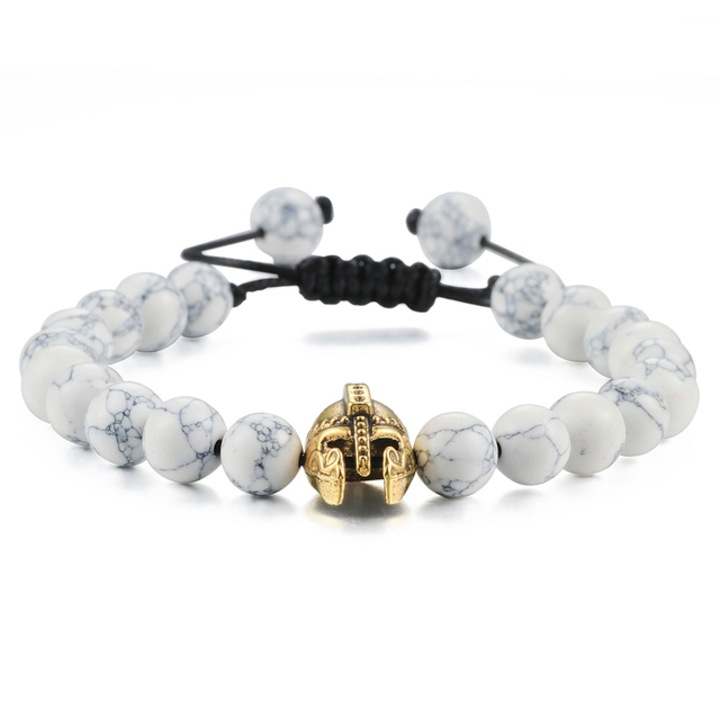 Bratara barbati, reglabila, pandantiv casca razboinic spartan, M4, aurie, EFAYN