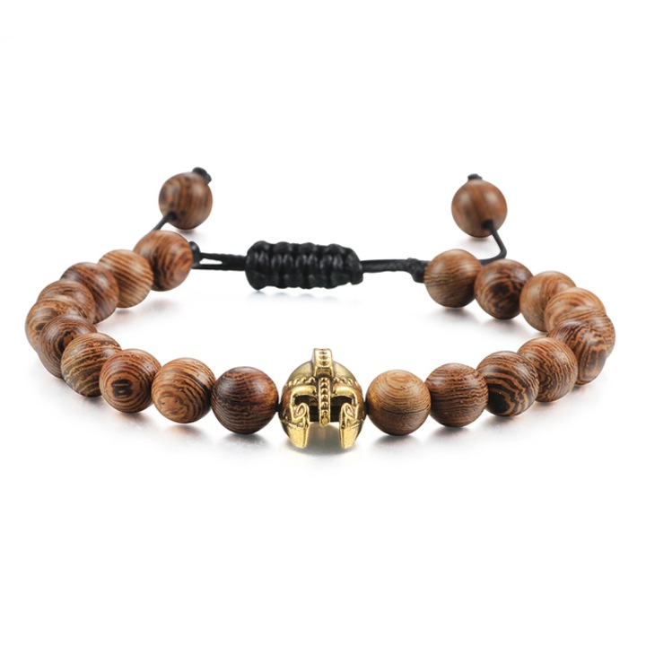 Férfi karkötő, állítható, Spartan Warrior sisak medál, M5, arany, EFAYN