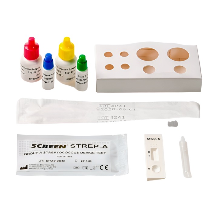 Комплект от 20 бързи теста за Streptococcus A с включени отрицателна и ...