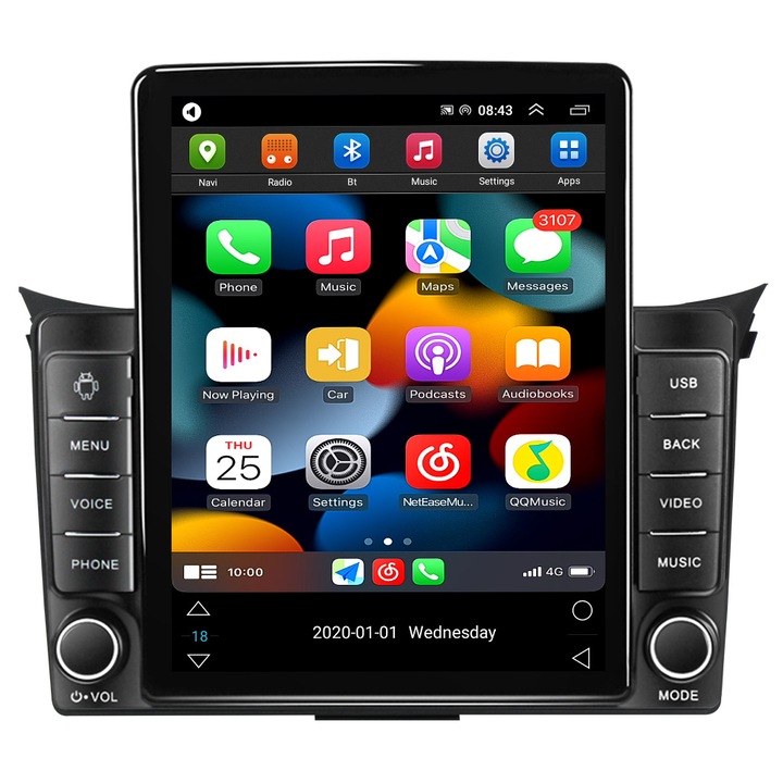 Navigatie Hyundai i30 din 2011 - 2017, NAVIGPS, Ecran TESLA 9.7 inch, 4 GB RAM si 64 GB ROM, Slot Sim 4G, Procesor Octa Core, Carplay integrat, Procesor Sunet Digital DSP, Android, Aplicatii, Usb, Camera marsarier