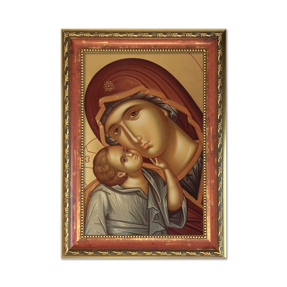 Tablou Decorativ cu Rama tip Icoana Maica Domnului cu Pruncul, 27 x 37 cm