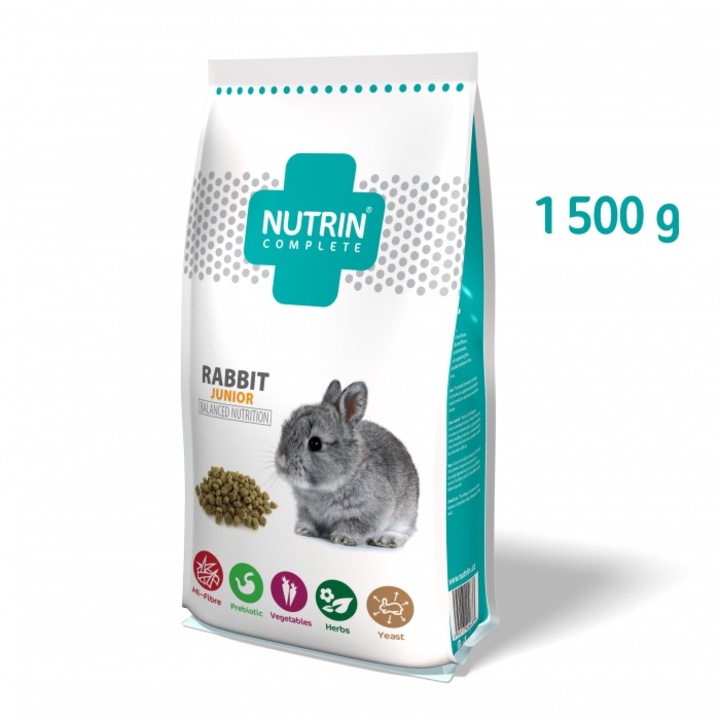 Hrana completa pentru puii de iepuri, Rabbit Junior, Nutrin, 1,5 kg ...