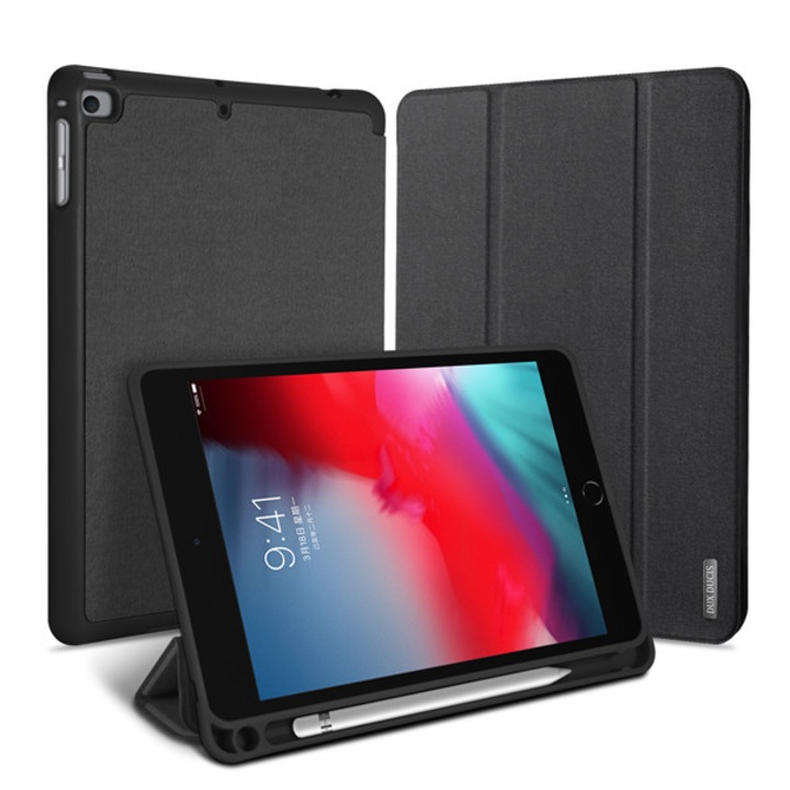 Apple iPad Mini 4 / iPad Mini (2019), кутия с папки, Smart Case, с държач за молив Apple, Dux Ducis Domo, черен (105443)