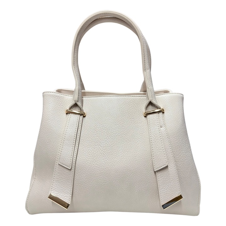 Ökológiai bőrtáska, csatokkal, krémszínű, 33x24x16 cm