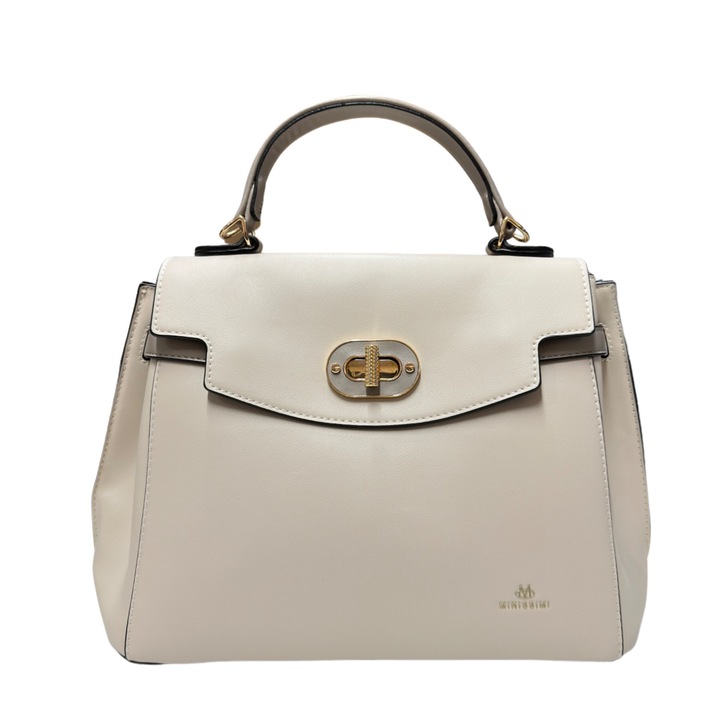 Ökológiai bőr táska, füles, világos bézs, 33x23x12 cm