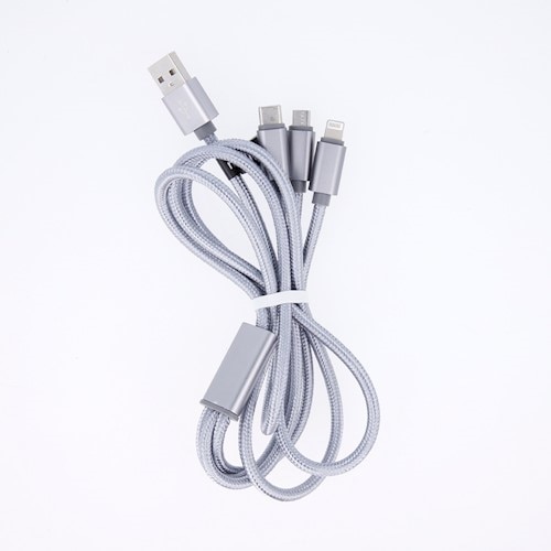 Cablu date Maxlife, 3in1 USB Lightning + USBC + microUSB 1,0 m 2,1A