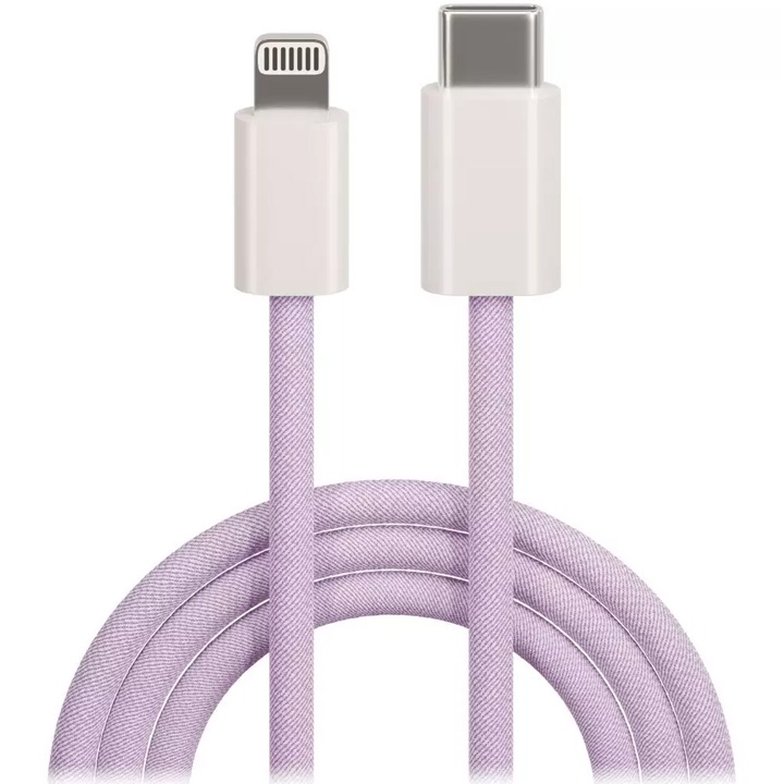 Maxlife adatkábel, MXUC-06, USB-C - Lightning típusú 1,0 m 20 W, Lila