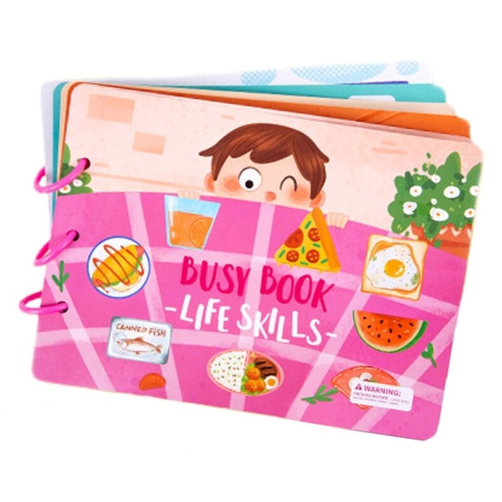 Carte educativa cu stickere, Busy Book, model cu Life Skills, 10 pagini
