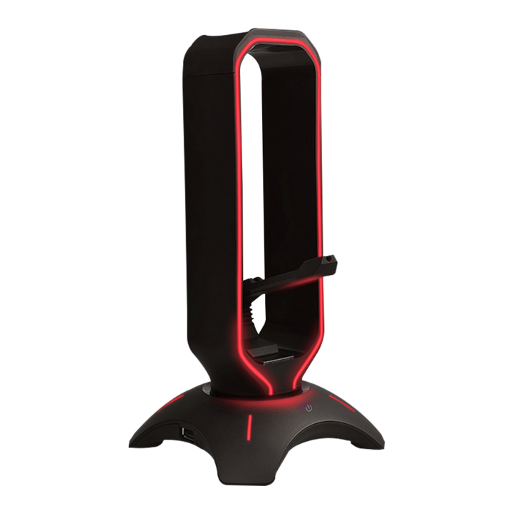 Stand Casti, Rampage RM-H66 GUARD, Iluminare RGB, cu 2 porturi USB 2.0, Suport pentru cablul mouse-ului, Negru