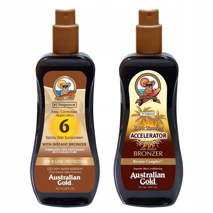 Комплект от 2 x лосион за тен, Australian Gold, Gel, SPF6