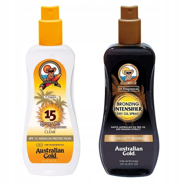 Set spray bronzant/ulei uscat accelerator de bronzare, Australian Gold, SPF15, 237ml/237ml