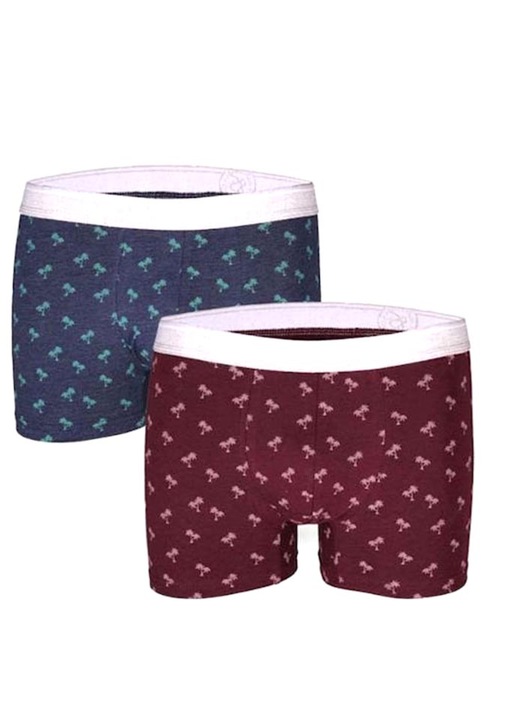 Boxeri pentru barbati, John Frank, bumbac/elastan, 2 perechi, Rosu/Abastru, M