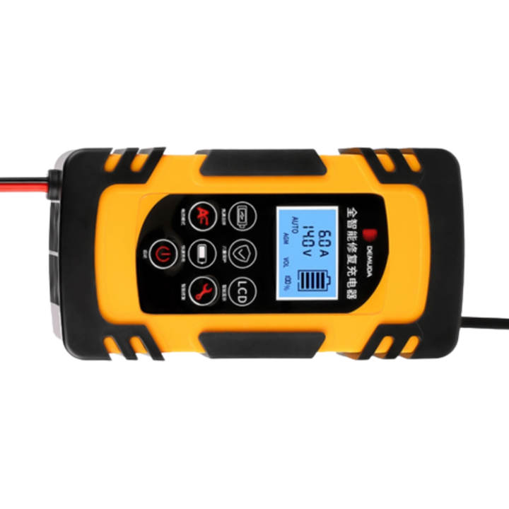 Intelligens akkumulátor egyenirányító teherautókhoz - személygépkocsikhoz - motorkerékpárokhoz, 12V - 24V, kijelzővel, intelligens, impulzusos akkumulátorjavító funkció, 6 - 8A