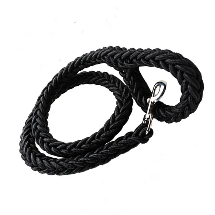 Lesa impletita pentru caine de talie mare, grosime 25mm, 120cm, Negru, Ropet