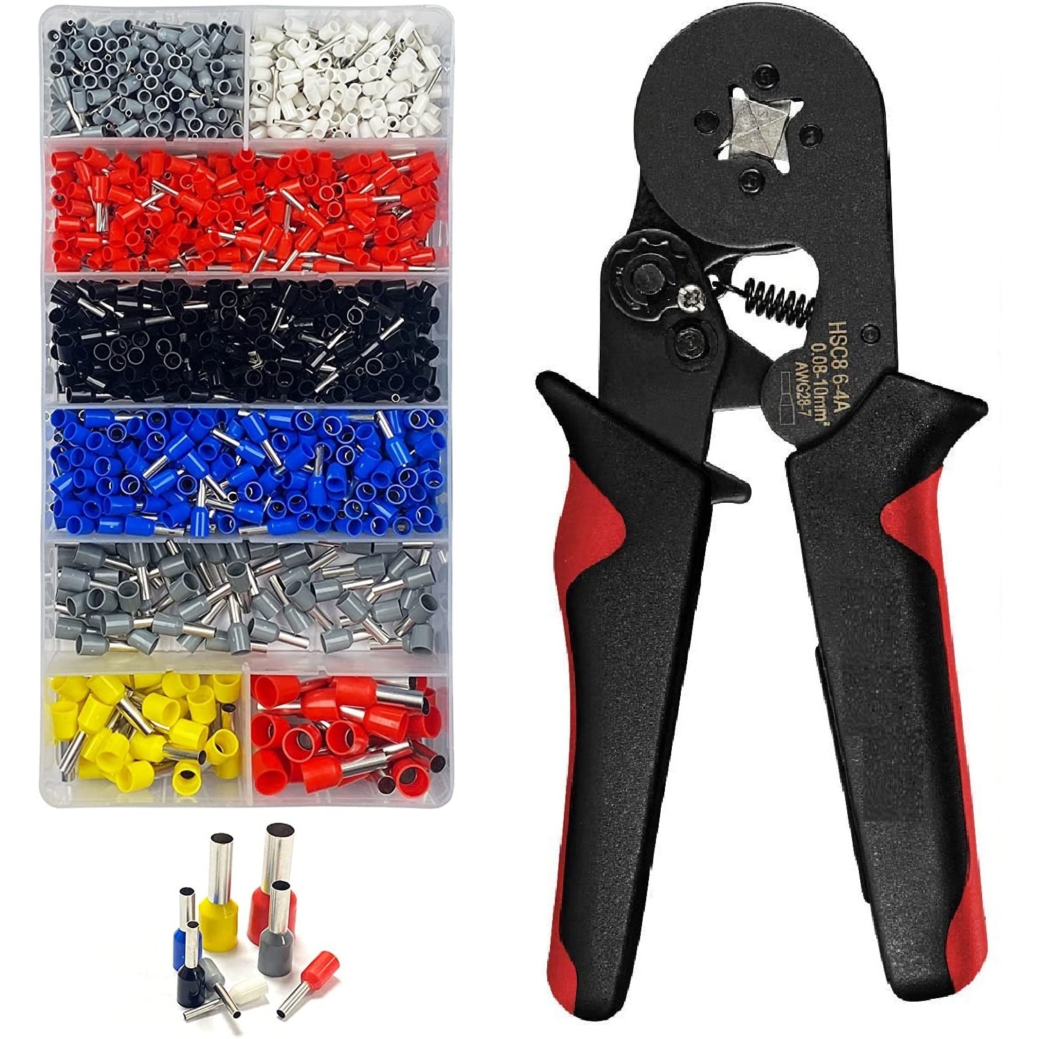 Комплект клещи за кримпване amXea HSC8 6-4A Black-Red, с четири челюсти ...