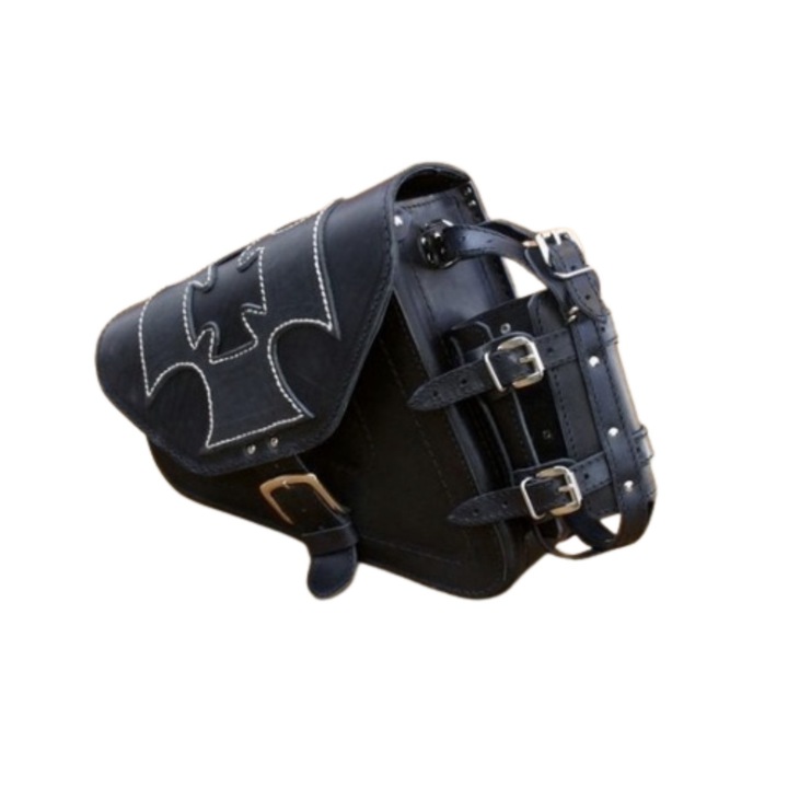 Geanta moto laterala/ Cob piele naturala, negru Harley Davidson Sporster 2, 37x12x28cm