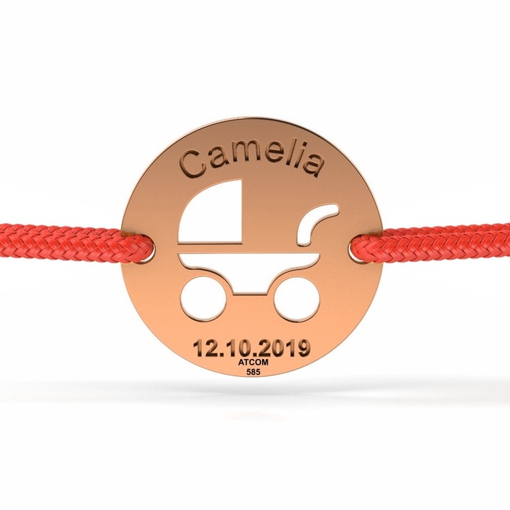 Rózsarany karkötő zsinórral Bambino modell