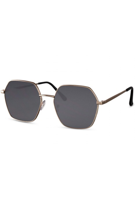 QuTek черни/златни шестоъгълни слънчеви очила, 55-20-140 стандарт