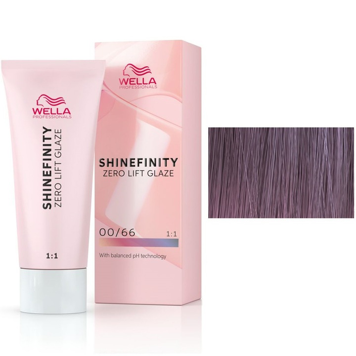 Vopsea demi-permanenta translucida Wella Professionals Shinefinity Zero Lift Glaze, 00/66 Violet Booster violet, 60 ml