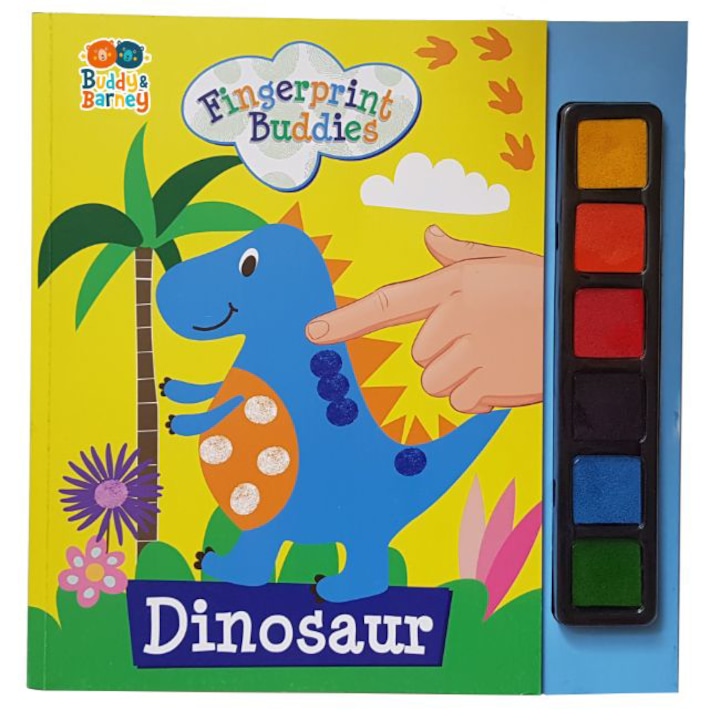 Dinoszaurusz színező és ujjfestő könyv, Buddy&Barney
