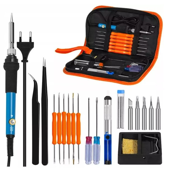 Kit pistol de lipit, 60 W, Temperatura reglabila, Multicolor farrot fr-2020