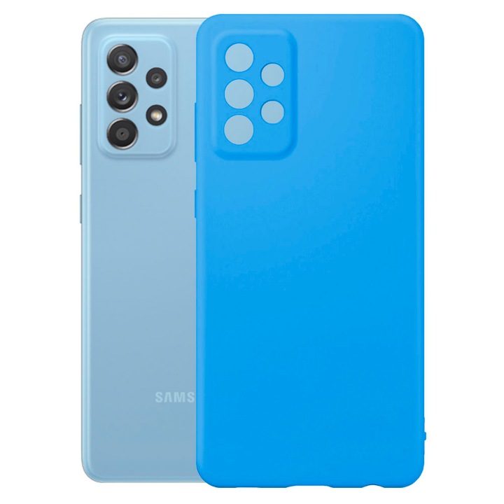 Védőburkolat, bársony belső, Samsung Galaxy A52 / A52s kompatibilis, FONIX BloomShield, szilikon, emelt élek, vékony, kék