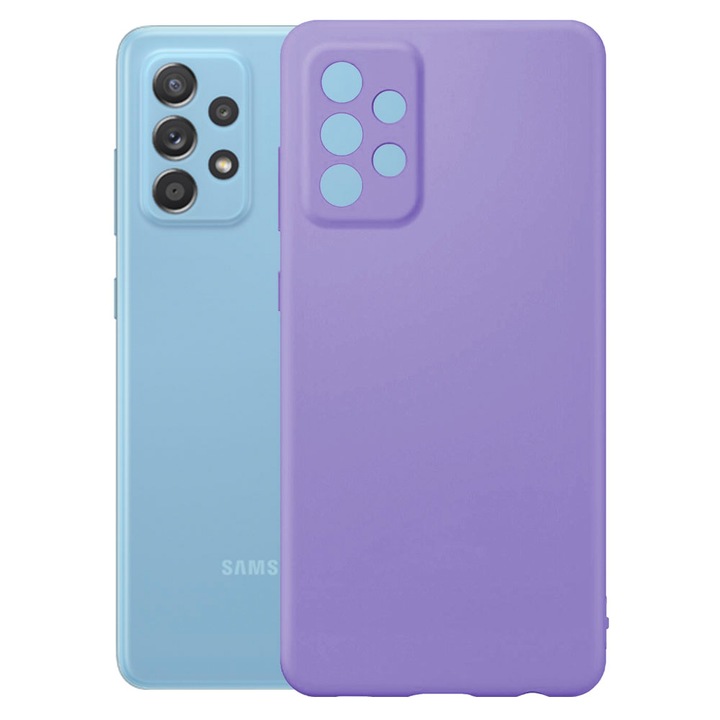 Védőburkolat, bársony belső, Samsung Galaxy A52 / A52s kompatibilis, FONIX BloomShield, szilikon, emelt élek, vékony, lila