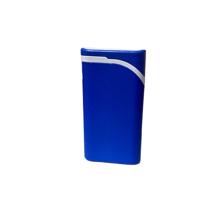 Bricheta metalica Eurojet Profi-Line, reglabila, reincarcabila cu gaz, flacara antivant, exterior albastru