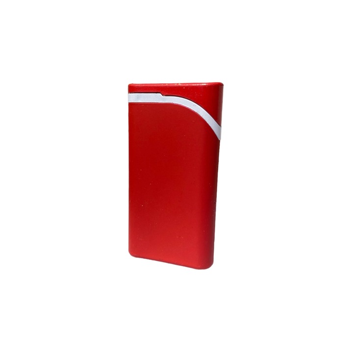 Bricheta metalica Eurojet Profi-Line, reglabila, reincarcabila cu gaz, flacara antivant, exterior rosu