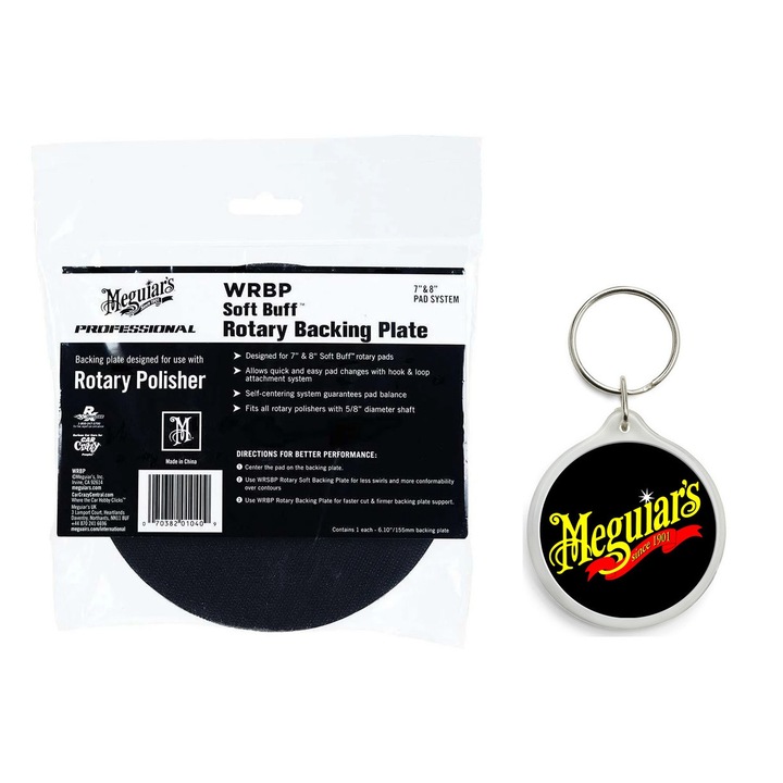 Set de Taler Masina Rotativa Meguiars Soft Buff Rotary Backing Plate, 155Mm cu Breloc Meguiars