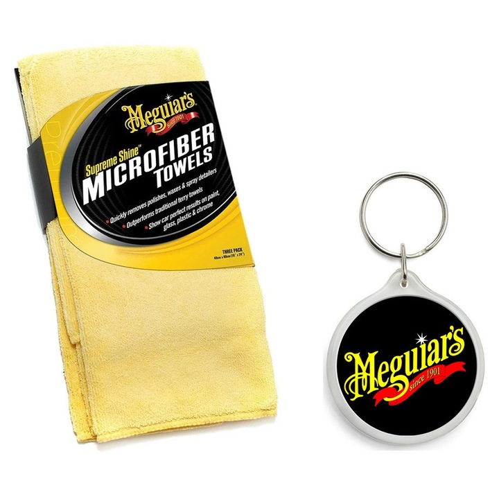 Set de 3 Prosoape Microfibre Meguiars Supreme Shine Microfibre cu Breloc Meguiars