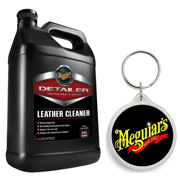 Set de Solutie Curatare Piele Meguiars Leather Cleaner, 3.78L cu Breloc Meguiars