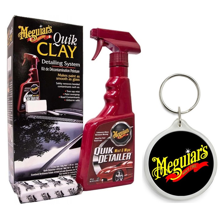 Set de Kit Decontaminare Vopsea Meguiars Quick Clay Starter Kit cu Breloc Meguiars