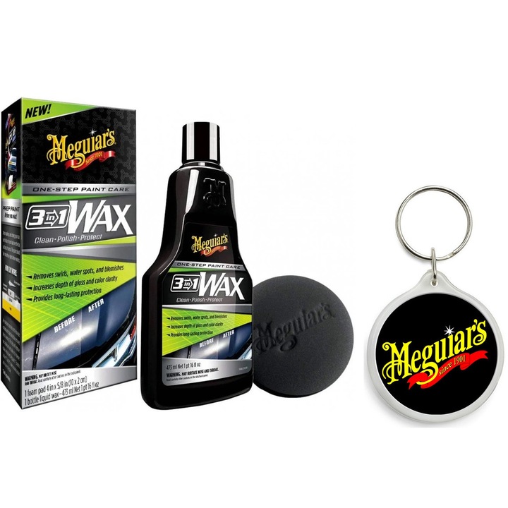 Set de Ceara Meguiar’S 3 In 1 Wax, 473Ml cu Breloc Meguiars