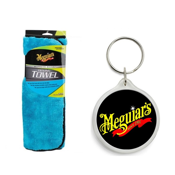 Set de Prosop Uscare Auto Meguiars Supreme Shine Drying Towel, 55X40Cm cu Breloc Meguiars