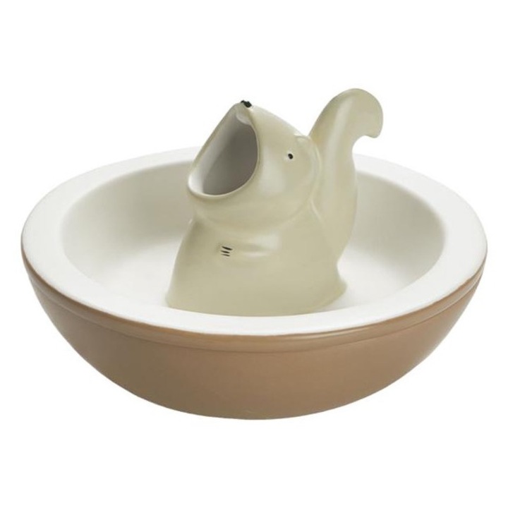 Bol pentru gustari Hungry Squirrel, Balvi, Ceramica, 10.5 x 16 x 16 cm, Alb / Maro
