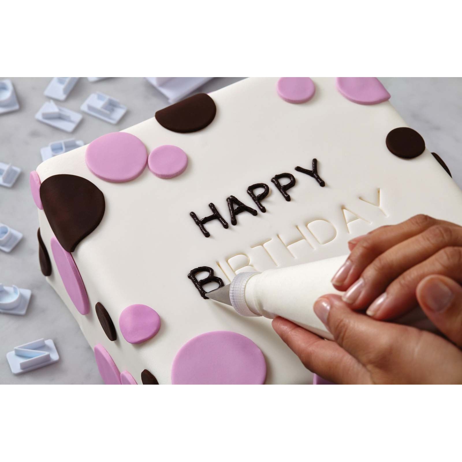 Set stampile fondant, Cake Boss, Litere/Cifre, Plastic, Alb eMAG.ro