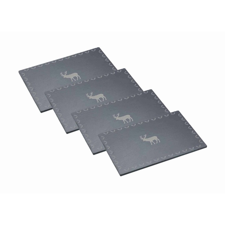 Set 4 naproane de masa, Kitchen Craft, Ardezie, 20 x 30 cm, Gri