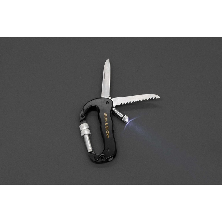 Deluxe Iron & Glory Always Ready karabiner szerszám - fekete