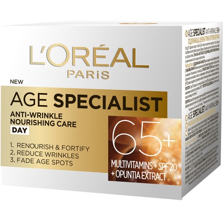 Дневен крем против бръчки L'Oreal Paris Age Specialist 65+, Мултивитамини, 50 мл