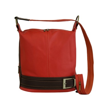 Geanta tip saculet din piele naturala, Irina, Corai Geanta tip saculet din piele naturala, Irina, Corai