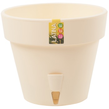 Ghiveci inteligent Latina cu sistem de udare, fereastra de verificare nivel apa, rezervor pentru udare la baza si sistem de drenaj cu capsula, cu volumul de 5,6L crem Ghiveci inteligent Latina cu sistem de udare, fereastra de verificare nivel apa, rezervor pentru udare la baza si sistem de drenaj cu capsula, cu volumul de 5,6L crem
