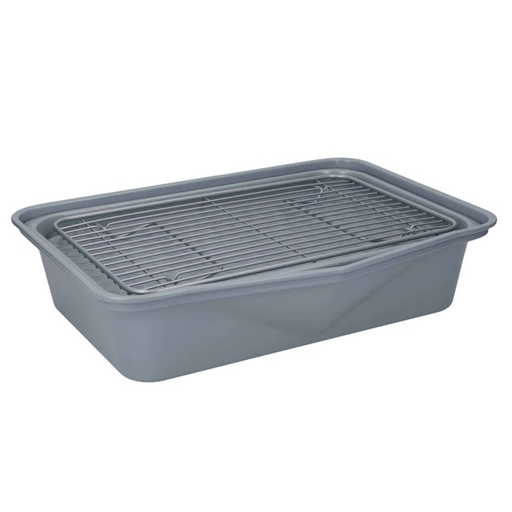 Tava copt, Masterclass, Antiaderenta, Otel, 41x31x9.5 cm, Gri
