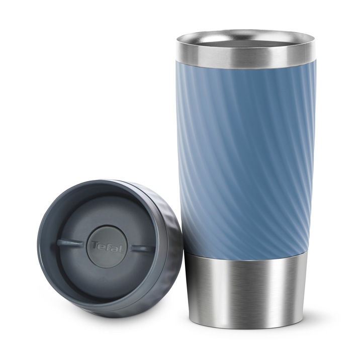 Termos Tefal Travel Mug Easy Twist, 100% sigur impotriva scurgerilor, fara BPA, albastru