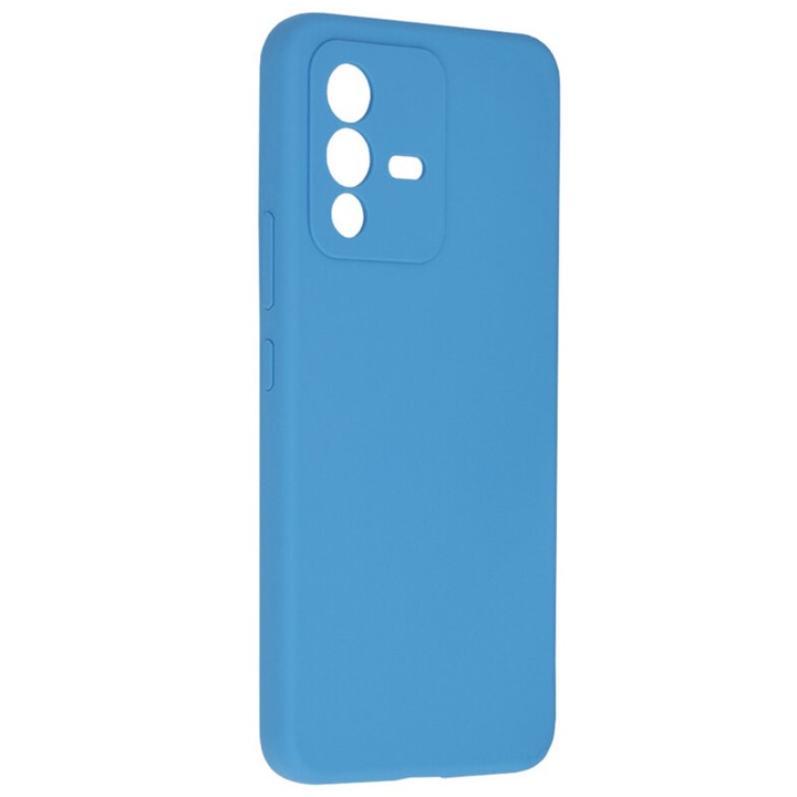 TPU силиконов калъф с микрофибър за Vivo V23 5G, вътрешност от микрофибър, ултра мек силиконов екстериор, мек на допир, тънък, издръжлив, гъвкав, оптимална ултра защита, син