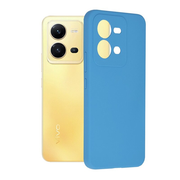 Микрофибърен TPU силиконов калъф за Vivo X80 Lite, микрофибърна вътрешност, ултра мек силиконов екстериор, мек на допир, тънък, издръжлив, гъвкав, оптимална ултра защита, син