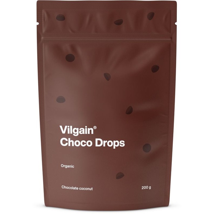 Chipsuri ciocolata Bio, Vilgain, Aroma nuca de cocos, 200 g